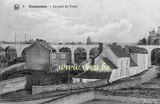 ancienne carte postale de Ecaussines Le Pont du Tram
