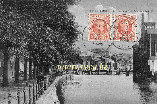 ancienne carte postale de Charleroi Le Déversoir et Quai aux Grains