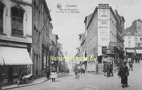 ancienne carte postale de Charleroi Rue de Dampremy et Pied de la Montagne