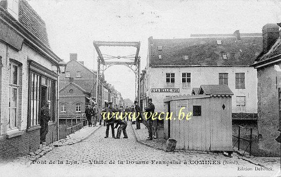 ancienne carte postale de Comines Pont de la Lys - Visite de la douane française.