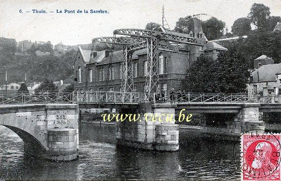 ancienne carte postale de Thuin Le pont de la Sambre.