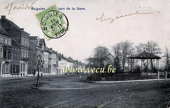ancienne carte postale de Soignies Square de la gare