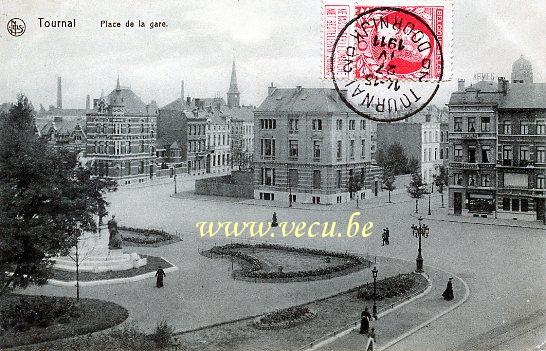 postkaart van Doornik Place de la Gare