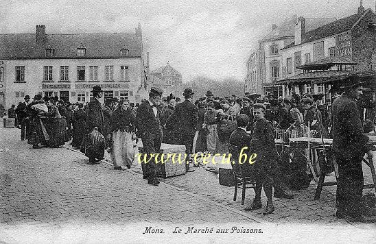 ancienne carte postale de Mons Le Marché aux Poissons
