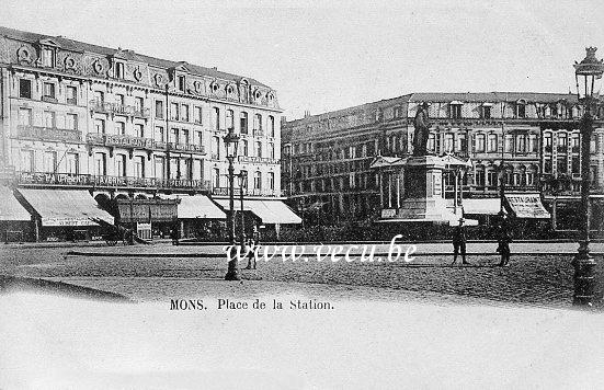 ancienne carte postale de Mons Place de la Station