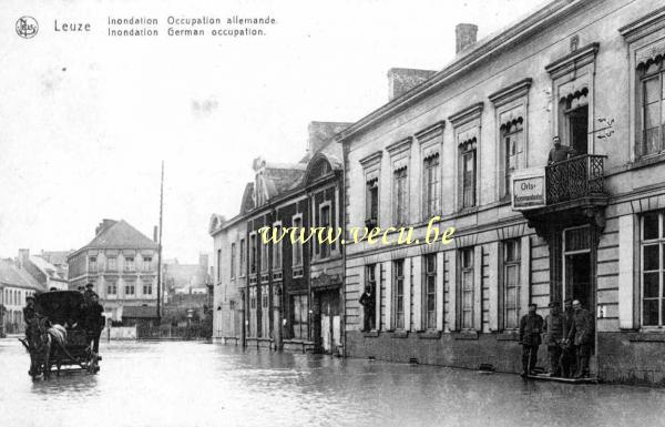 ancienne carte postale de Leuze-en-Hainaut Inondation - Occupation allemande