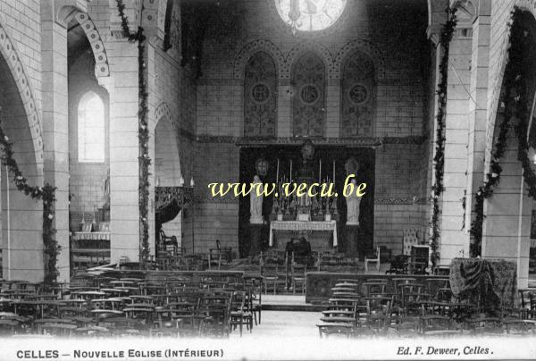 ancienne carte postale de Celles-en-Hainaut Nouvelle église (intérieur)