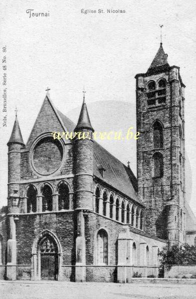 ancienne carte postale de Tournai Eglise St Nicolas