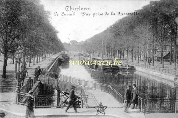 ancienne carte postale de Charleroi Le Canal - Vue prise de la Passerelle
