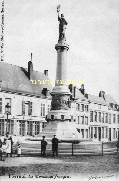 ancienne carte postale de Tournai Le Monument français