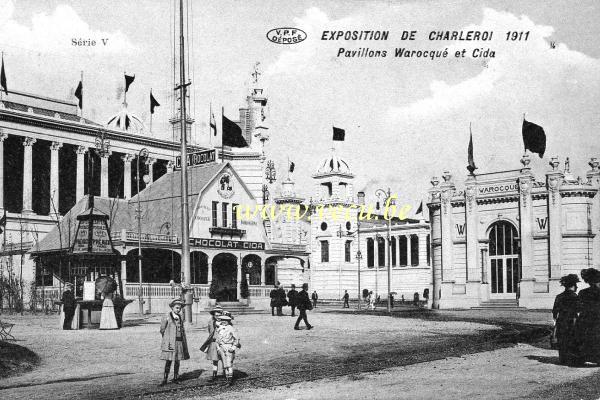 ancienne carte postale de Charleroi Exposition d Charleroi 1911 - Pavillon Warocqué et Cida