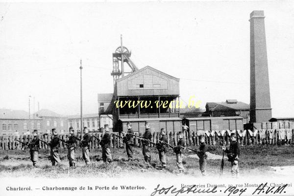 ancienne carte postale de Charleroi Charbonnage de la Porte de Waterloo