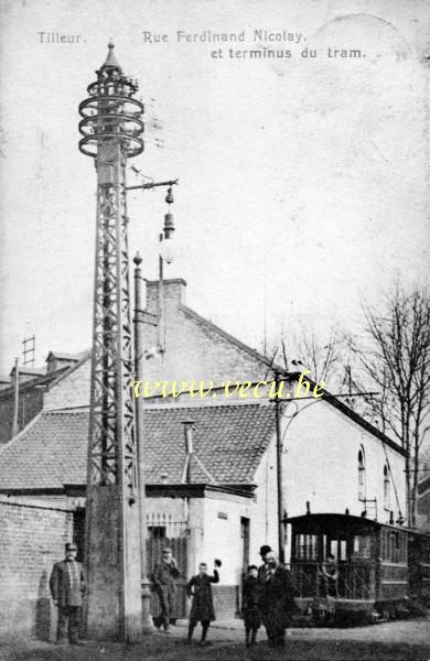 ancienne carte postale de Tilleur Rue Ferdinand Nicolay et terminus du tram