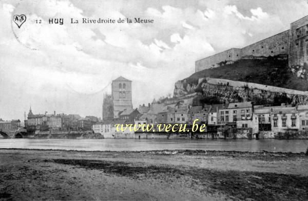ancienne carte postale de Huy La rive droite de la Meuse