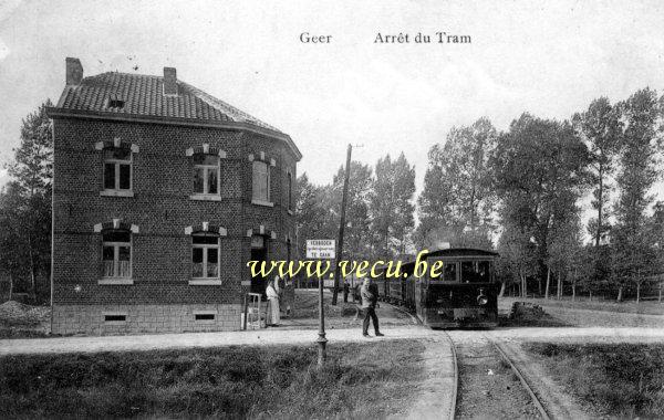 ancienne carte postale de Geer Arrêt du tram