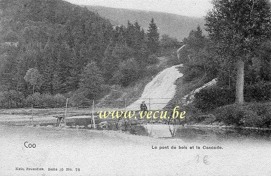 ancienne carte postale de Coo Le Pont de bois et la Cascade