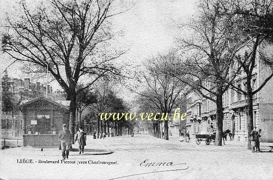 ancienne carte postale de Liège Boulevard Piercot (vers Charlemagne)