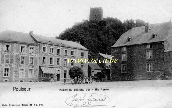 ancienne carte postale de Poulseur Ruines du château des 4 fils Aymon