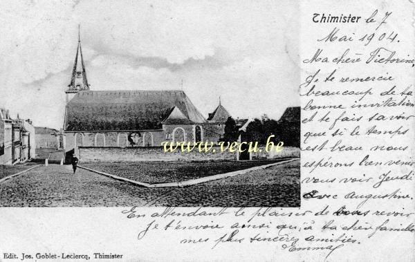 ancienne carte postale de Thimister L'église