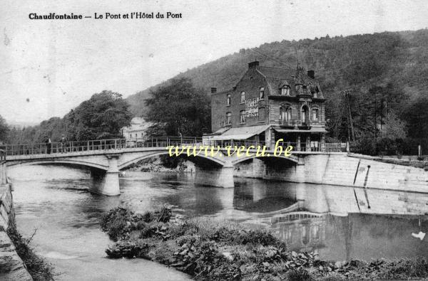 ancienne carte postale de Chaudfontaine Le pont et l'hôtel du pont