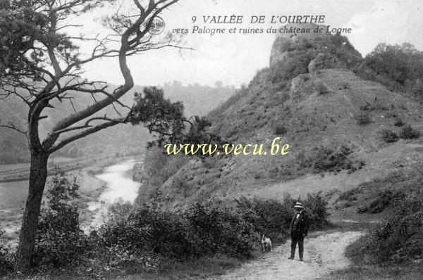 ancienne carte postale de Palogne Vers Palogne et ruines du château de Palogne