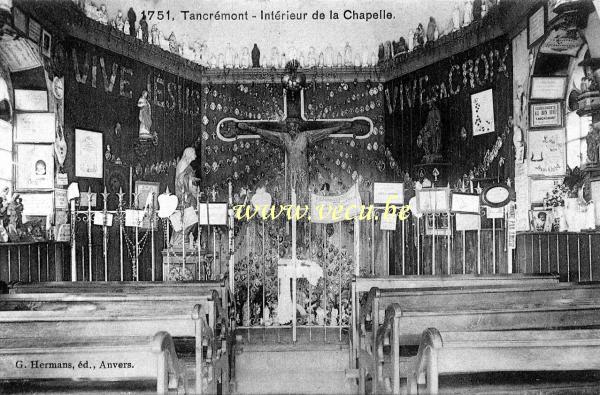 ancienne carte postale de Pepinster Tancrémont - intérieur de la Chapelle