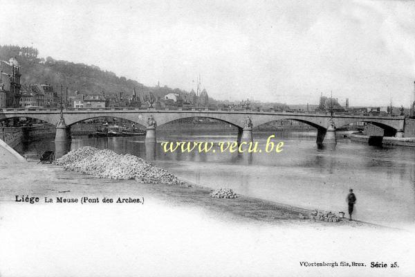 ancienne carte postale de Liège La Meuse - Pont des Arches