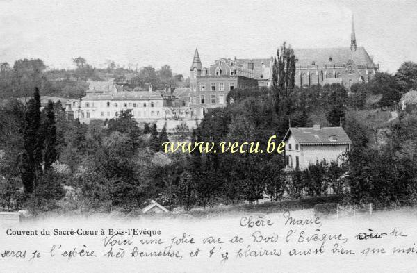 ancienne carte postale de Liège Couvent du Sacré-Cœur à Bois l'Evêque (Cointe: Av. Bois-L'Evêque/av. des Bruyères)