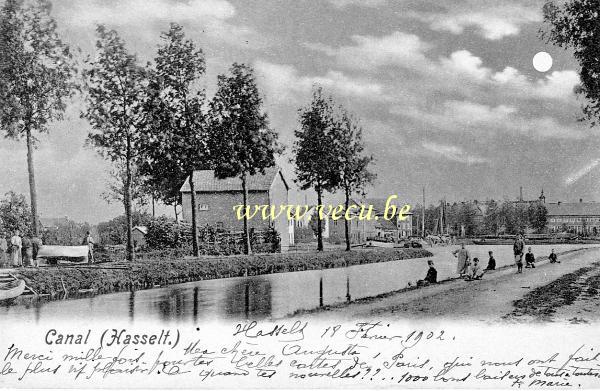 ancienne carte postale de Hasselt Canal