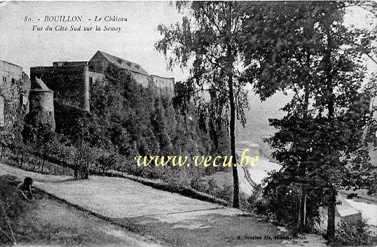 ancienne carte postale de Bouillon Le Château - Vue du côté sud sur la Semoy