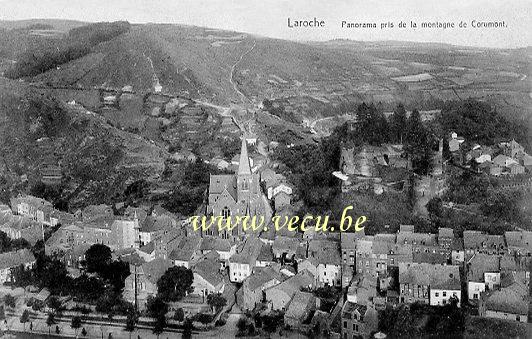ancienne carte postale de Laroche Panorama pris de la montagne de Corumont