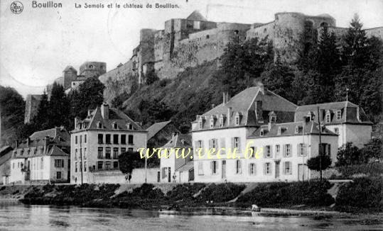 ancienne carte postale de Bouillon La Semois et le château de Bouillon.
