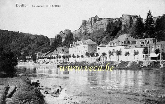 ancienne carte postale de Bouillon La Semois et le château