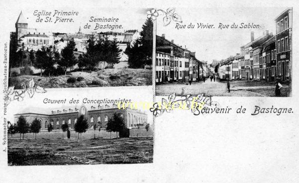 ancienne carte postale de Bastogne Souvenir de Bastogne.