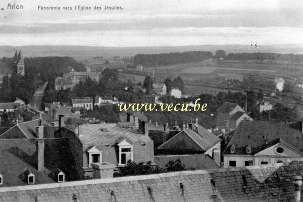 ancienne carte postale de Arlon Panorama vers l'église des Jésuites