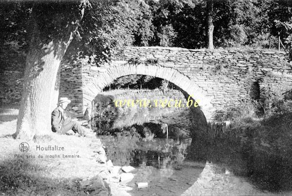 ancienne carte postale de Houffalize Pont près du moulin Lemaire