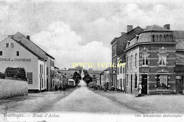 ancienne carte postale de Bastogne Route d'Arlon