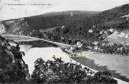 ancienne carte postale de Yvoir La Meuse vers Hun