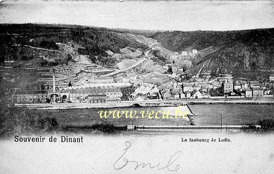 ancienne carte postale de Dinant Le faubourg de Leffe