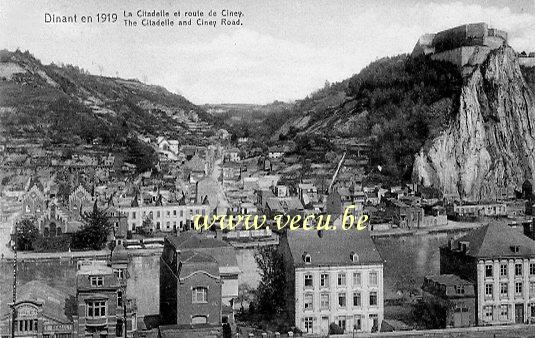 ancienne carte postale de Dinant La Citadelle et route de Ciney