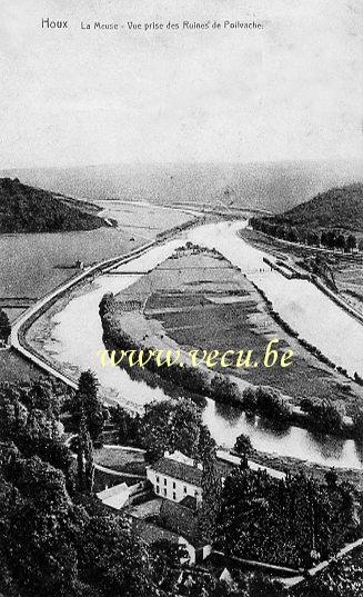 ancienne carte postale de Houx La Meuse - Vue prise des ruines de Poilvache