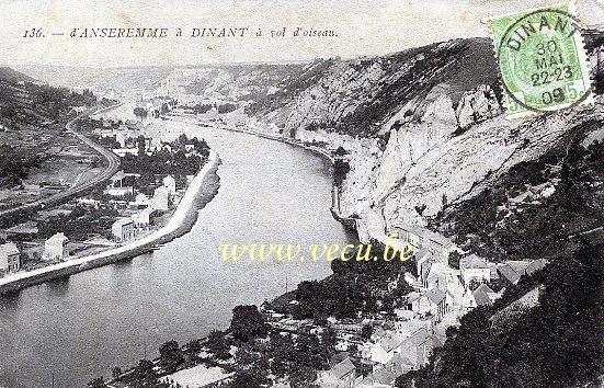 ancienne carte postale de Anseremme D'Anseremme à Dinant à vol d'oiseau