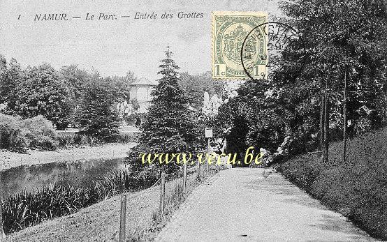 ancienne carte postale de Namur Le Parc - Entrée des Grottes