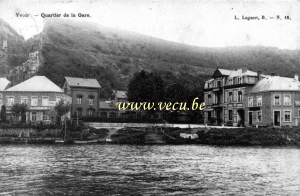 ancienne carte postale de Yvoir Quartier de la Gare
