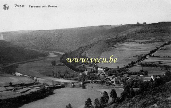 ancienne carte postale de Vresse-sur-Semois Panorama vers Membre