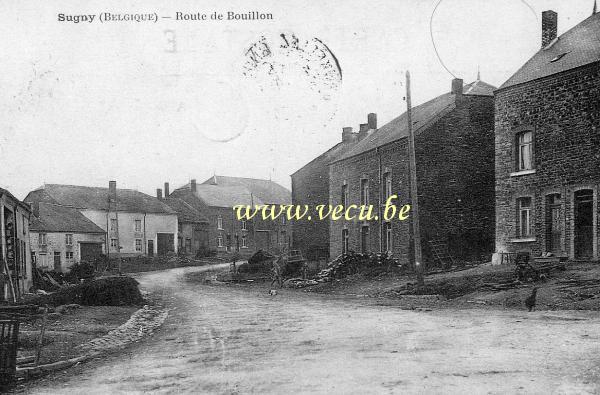 ancienne carte postale de Sugny Route de Bouillon