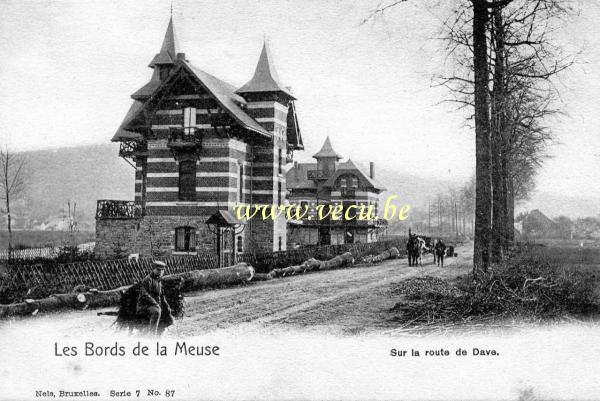ancienne carte postale de Dave Les bords de la Meuse - Sur la route de Dave