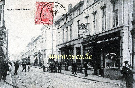 ancienne carte postale de Gand Rue d'Anvers