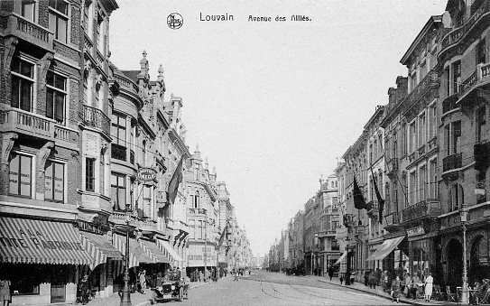 ancienne carte postale de Louvain Avenue des alliés