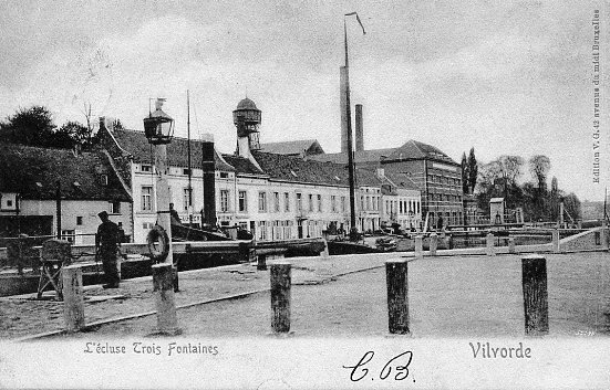 ancienne carte postale de Vilvorde L'écluse Trois Fontaines